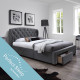 Кровать LOUIS с 4-ящиками, с матрасом HARMONY TOP (86864) 160x200см, обивка из мебельного текстиля, цвет: серый