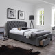 Кровать LOUIS с 4-ящиками, с матрасом HARMONY DUO (86744) 160x200см, обивка из мебельного текстиля, цвет: серый