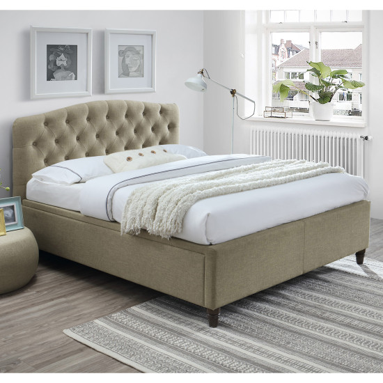 Кровать ZETA с матрасом HARMONY TOP (86864) 160x200см, с ящиком для белья, обивка из мебельного текстиля, цвет: бежевый