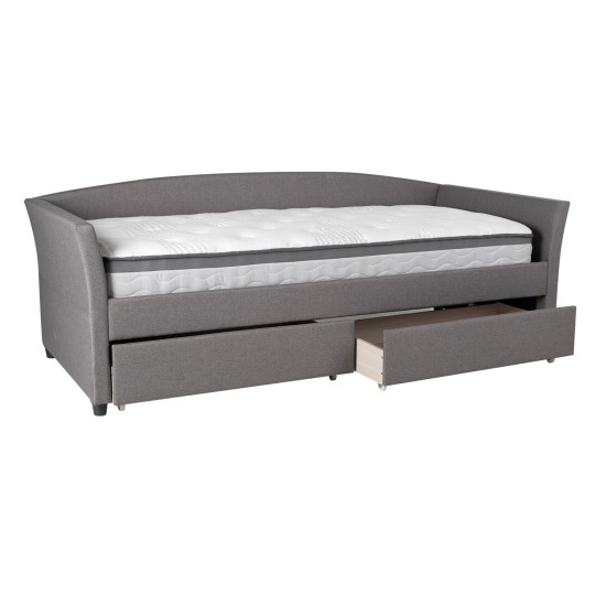 Кровать GENESIS 90x200cм, с ящиками и матрасом HARMONY UNO, серый Кровать GENESIS 90x200cм, с ящиками и матрасом HARMONY UNO, серый
