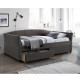 Кровать GENESIS с матрасом HARMONY TOP (86861) 90x200см, с 2-ящиками, обивка из мебельного текстиля, цвет:  серый