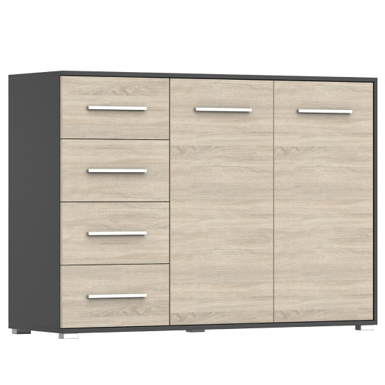 Kumode FRIDA 01 2D4S CS melns / sonoma ozols