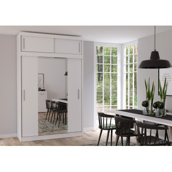 Idzczak Laiendusega riidekapp VESTA 01 150 cm valge + peegelvalge LED profiil 150 Idzczak Laiendusega riidekapp VESTA 01 150 cm valge + peegelvalge LED profiil 150