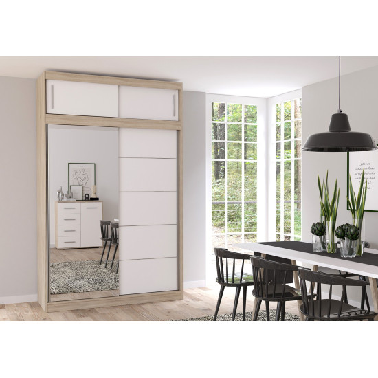 Idzczak Skapis ar augšpusi VESTA 05 150 cm Sonoma Ozols Balts LED profils 150 Idzczak Skapis ar augšpusi VESTA 05 150 cm Sonoma Ozols Balts LED profils 150