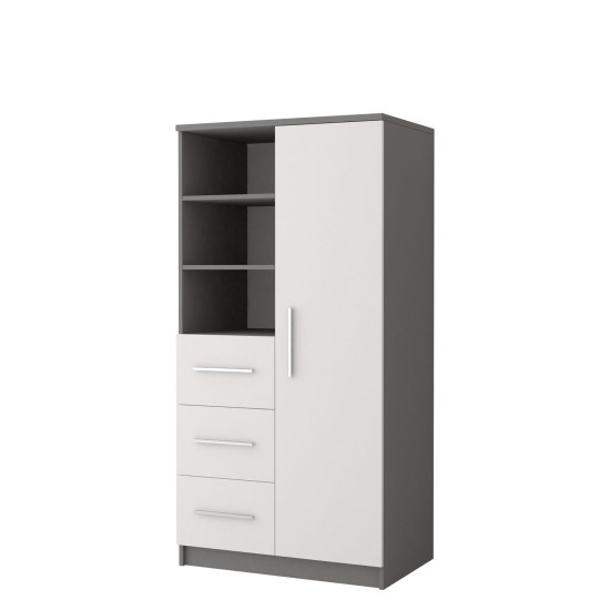 Idzczak Книжный шкаф 80 3S1D 05 - OMEGA II серый+белый