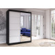 Idzczak Skapis VISTA 05 -150 cm (melns) Balts + Spogulis Melns LED profils 150