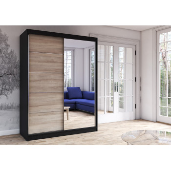 Idzczak riidekapp VISTA 05 -150 cm (must) Sonoma tamm + must peegel LED profiil 150 Idzczak riidekapp VISTA 05 -150 cm (must) Sonoma tamm + must peegel LED profiil 150