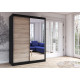 Idzczak Skapis VISTA 05 -150 cm (melns) Sonoma Ozols + Melns Spogulis LED Profils 150