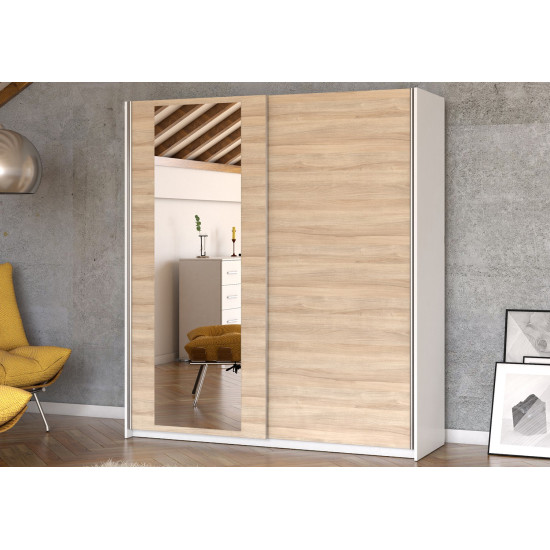 Idzczak Garderobe HIT 180 Sonoma Ozols + Balts Spogulis Idzczak Garderobe HIT 180 Sonoma Ozols + Balts Spogulis