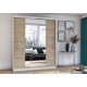 Idzczak Skapis RICO ar spoguli (krāsas) 204 cm Sonoma Ozols + Balts Spogulis LED Profils 200