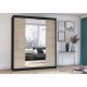 Idzczak Skapis RICO ar spoguli (krāsas) 204 cm Sonoma Ozols + melns spogulis LED profils 200