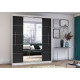 Idzczak Skapis-kupeja RICO ar spoguli 204 cm Balts + Melns + Mirror Profile LED 200
