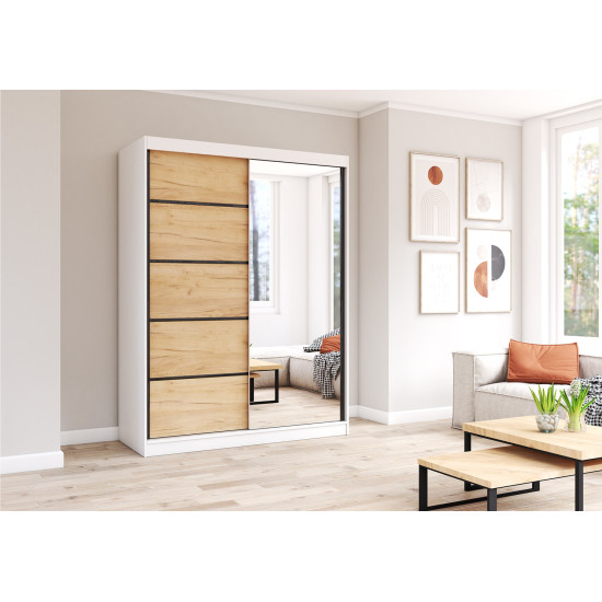 Idzczak Skapis-kupeja VISTA 05 CRAFT 150cm Balts / Craft zelta
