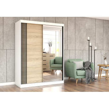 Idzczak riidekapp VISTA 07 (150 cm) Sonoma tamm + valge peegel LED profiil 150 Idzczak riidekapp VISTA 07 (150 cm) Sonoma tamm + valge peegel LED profiil 150