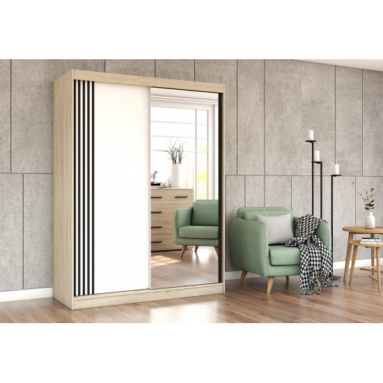 Idzczak Skapis-kupeja VISTA 07 (150 cm) Balts + Spogulis Ozols sonoma LED profils 150 Idzczak Skapis-kupeja VISTA 07 (150 cm) Balts + Spogulis Ozols sonoma LED profils 150