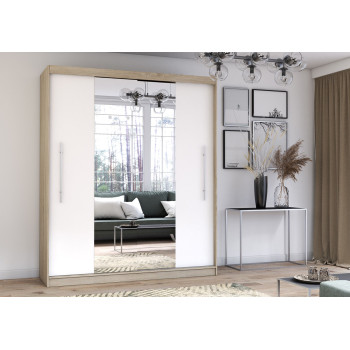 Idzczak Skapis RICO ar spoguli (krāsas) 204 cm Balts + Spogulis Ozols sonoma LED profils 200 Idzczak Skapis RICO ar spoguli (krāsas) 204 cm Balts + Spogulis Ozols sonoma LED profils 200
