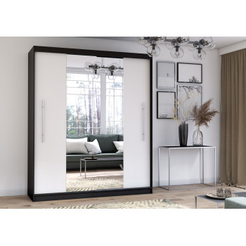 Idzczak Skapis RICO ar spoguli (krāsas) 204 cm Balts + Spogulis Melns LED profils 200 Idzczak Skapis RICO ar spoguli (krāsas) 204 cm Balts + Spogulis Melns LED profils 200