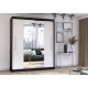Idzczak Skapis RICO ar spoguli (krāsas) 204 cm Balts + Spogulis Melns LED profils 200