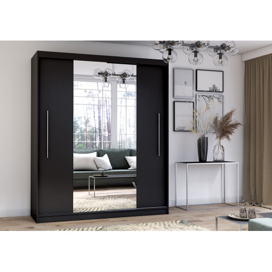 Idzczak Гардероб RICO с зеркалом (цвета) 204 см Черный Черный + Зеркало LED профиль 200 Idzczak Гардероб RICO с зеркалом (цвета) 204 см Черный Черный + Зеркало LED профиль 200