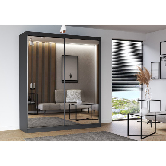 Idzczak Skapis-kupeja MULTI 20 (183 cm) Grafīts + spogulis