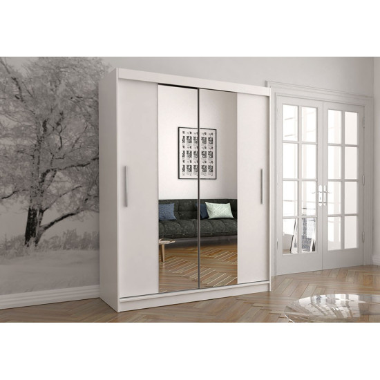 Idzczak Skapis-kupeja VISTA 01 150 cm Balts + Spogulis Balts