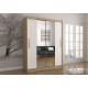 Idzczak Skapis-kupeja VISTA 01 150 cm Balts + spogulis Sonoma ozols