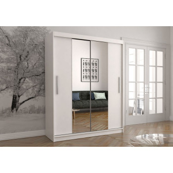 Idzczak Skapis-kupeja VISTA 01 150 cm Balts + Spogulis Balts LED profils 150 Idzczak Skapis-kupeja VISTA 01 150 cm Balts + Spogulis Balts LED profils 150