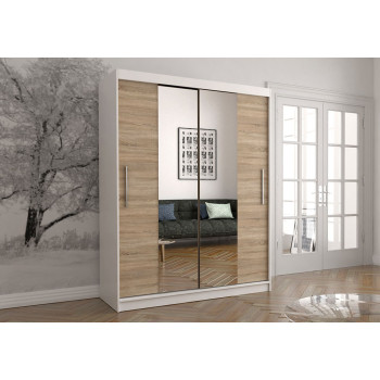 Idzczak Skapis-kupeja VISTA 01 150 cm Sonoma ozols + balts spogulis LED profils  Idzczak Skapis-kupeja VISTA 01 150 cm Sonoma ozols + balts spogulis LED profils