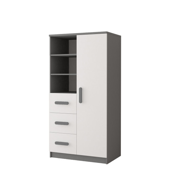 Idzczak Книжный шкаф 80 3S1D 05 - SMYK II Серый Белый + Серый