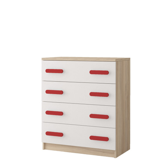 Idzczak Kumode 4S 02 - SMYK III White Sonoma Red