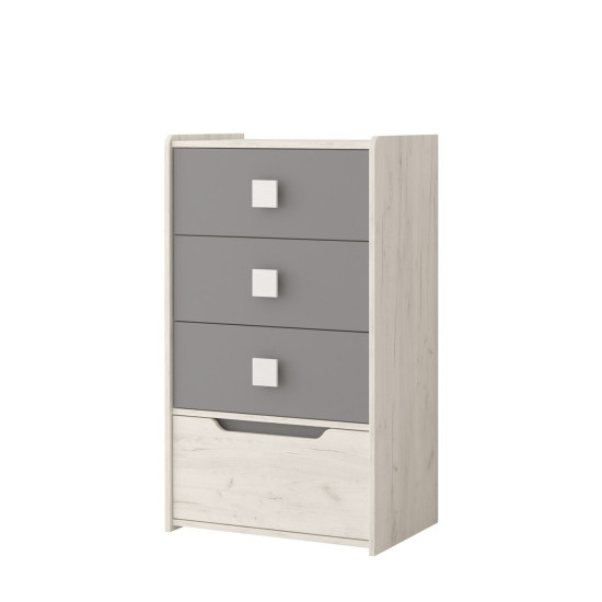 Idzczak Kumode 4S 05 - SMILE Balts + pelēks Craft ozols