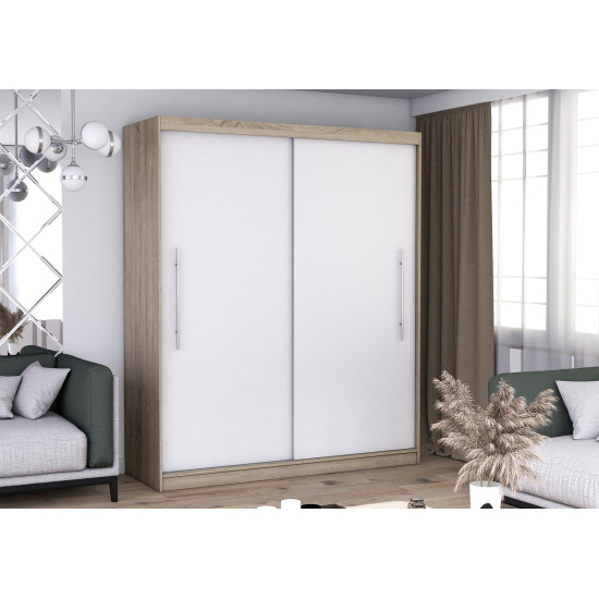 Skapis-kupeja RICO 204 cm sonoma ozols + balts