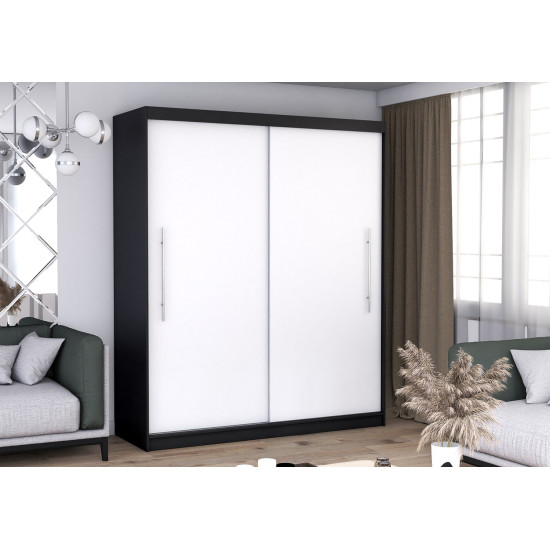 Skapis ar bīdāmām durvīm RICO 204 cm melns / balts