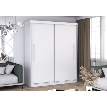 Skapis ar bīdāmām durvīm RICO (203 cm) balts / balts ar LED profils 200 Skapis ar bīdāmām durvīm RICO (203 cm) balts / balts ar LED profils 200