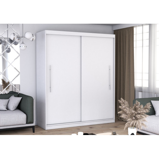 Skapis ar bīdāmām durvīm RICO (203 cm) balts / balts ar LED profils 200 Skapis ar bīdāmām durvīm RICO (203 cm) balts / balts ar LED profils 200