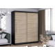 Idzczak Skapis-kupeja RICO 204 cm Melns Sonoma Ozols ar LED profils 200