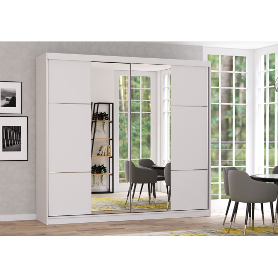 Idzczak Skapis-kupeja MULTI 38 (233 cm) Balts + Spogulis Balts