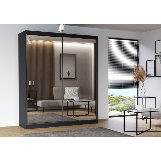 Idzczak Skapis-kupeja MULTI 20 (203 cm) melns + spogulis