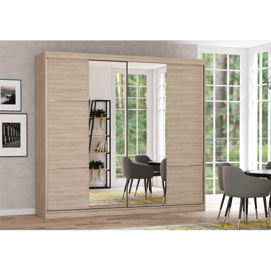 Idzczak Skapis-kupeja  MULTI 36 (233 cm) Sonoma ozols + Spogulis Sonoma ozols
