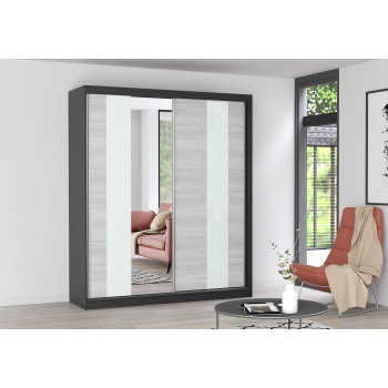 Skapis ar bīdāmām durvīm MULTI 32 (183 cm) Melns Kathult + Balts Skapis ar bīdāmām durvīm MULTI 32 (183 cm) Melns Kathult + Balts