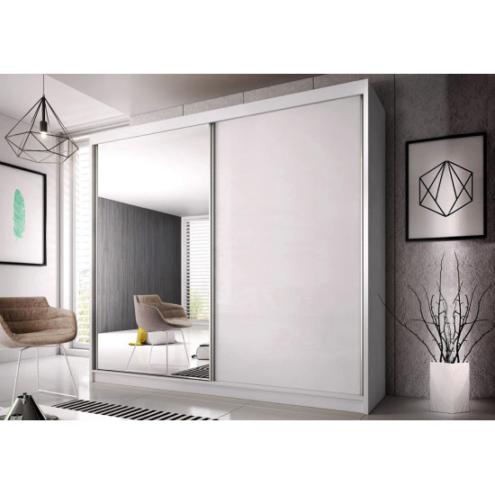 Idzczak Skapis MULTI 35a (203) Balts 203 cm Balts pusspīdīgs + Spogulis LED profils 200