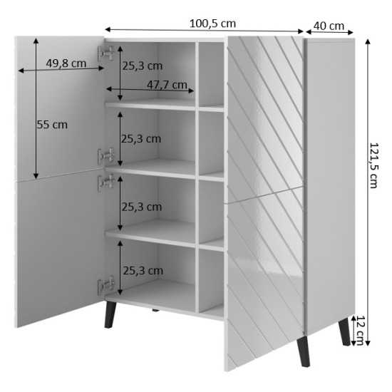 ABETO SHELF 100 balts matēts/balts spīdums