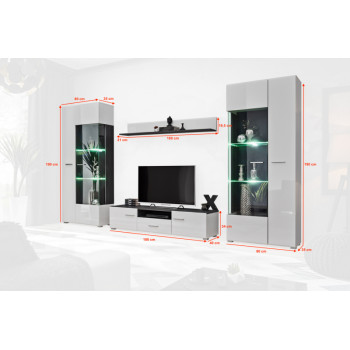 Sekcija SOLIDO TWIN  norvēģijas priedes melna/balta glancēta MDF Sekcija SOLIDO TWIN  norvēģijas priedes melna/balta glancēta MDF