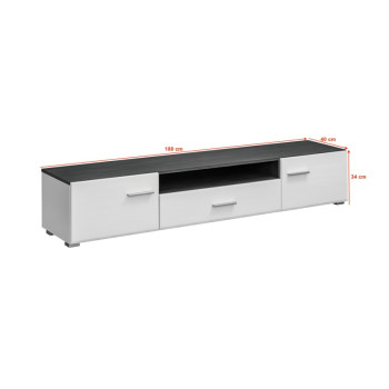 TV plaukts SOLIDO TWIN Norvēģijas priedes melns/balts spīdīgs MDF TV plaukts SOLIDO TWIN Norvēģijas priedes melns/balts spīdīgs MDF