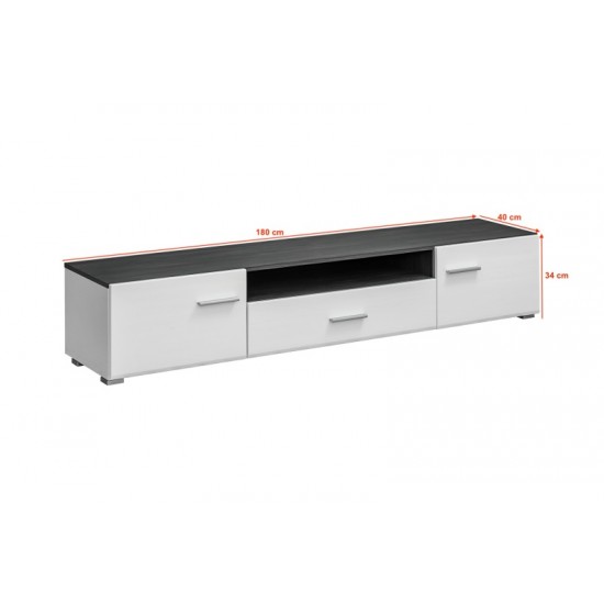 SOLIDO TWIN TV-alus Norra männipuidust must/valge läikiv MDF SOLIDO TWIN TV-alus Norra männipuidust must/valge läikiv MDF