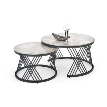 FLAMINGO 2-st diivanilauast koosnev komplekt, hall marmor/must (2p=1tk) FLAMINGO 2-st diivanilauast koosnev komplekt, hall marmor/must (2p=1tk)