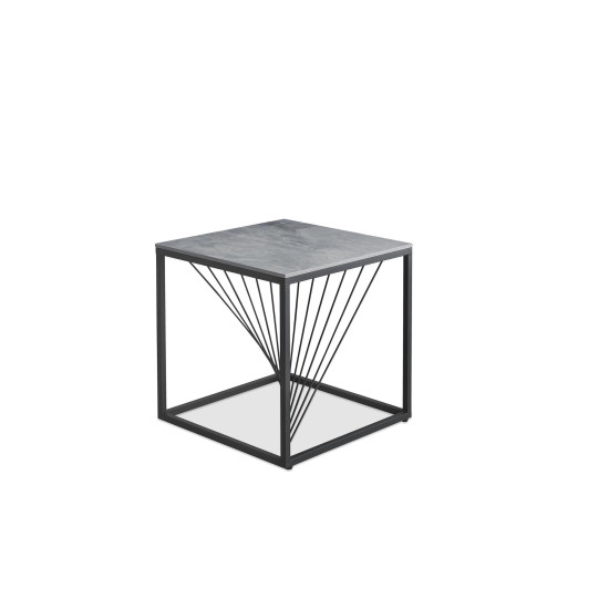 INFINITY 2 SQUARE, журнальный столик, мрамор серый/чёрный (2р=1шт)