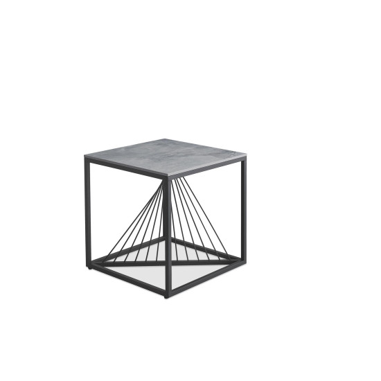 INFINITY 2 SQUARE, журнальный столик, мрамор серый/чёрный (2р=1шт)
