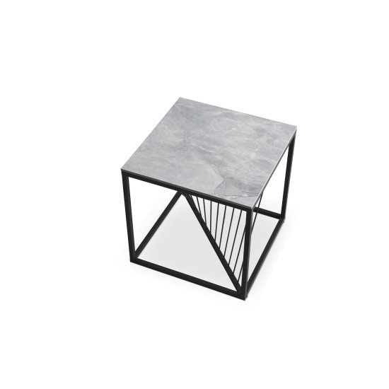 INFINITY 2 SQUARE, журнальный столик, мрамор серый/чёрный (2р=1шт)