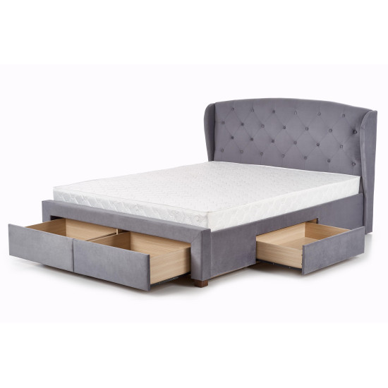 Кровать с ящиками SABRINA 160/200 см серая Кровать с ящиками SABRINA 160/200 см серая